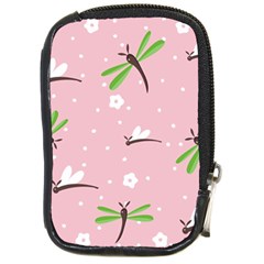 Dragonfly And White Flowers Pattern Compact Camera Cases by Bigfootshirtshop