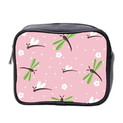 Dragonfly And White Flowers Pattern Mini Toiletries Bag 2-side by Bigfootshirtshop