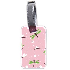 Dragonfly And White Flowers Pattern Luggage Tags (two Sides) by Bigfootshirtshop