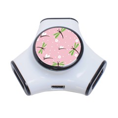 Dragonfly And White Flowers Pattern 3-port Usb Hub by Bigfootshirtshop