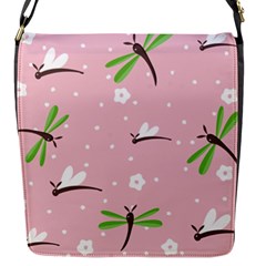 Dragonfly And White Flowers Pattern Flap Messenger Bag (s) by Bigfootshirtshop