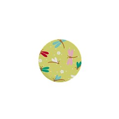 Colorful Dragonflies And White Flowers Pattern 1  Mini Magnets by Bigfootshirtshop