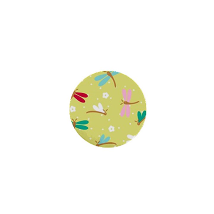 Colorful Dragonflies And White Flowers Pattern 1  Mini Magnets