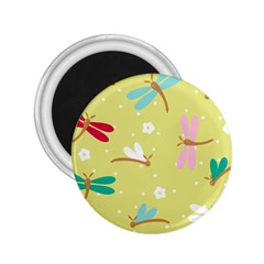 Colorful Dragonflies And White Flowers Pattern 2 25  Magnets by Bigfootshirtshop