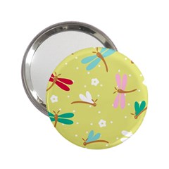 Colorful Dragonflies And White Flowers Pattern 2 25  Handbag Mirrors by Bigfootshirtshop