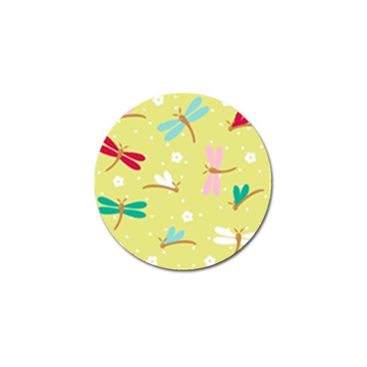 Colorful Dragonflies And White Flowers Pattern Golf Ball Marker