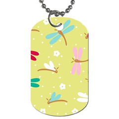 Colorful Dragonflies And White Flowers Pattern Dog Tag (two Sides) by Bigfootshirtshop