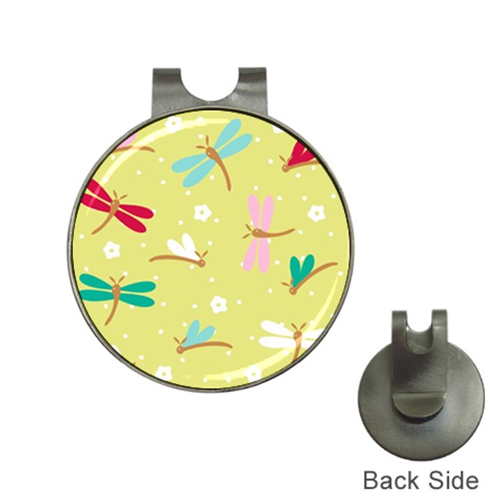 Colorful Dragonflies And White Flowers Pattern Hat Clips with Golf Markers