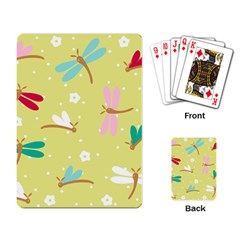 Colorful Dragonflies And White Flowers Pattern Playing Card by Bigfootshirtshop