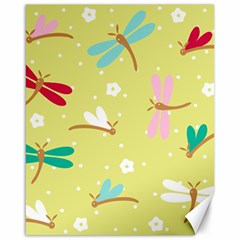 Colorful Dragonflies And White Flowers Pattern Canvas 16  X 20   by Bigfootshirtshop