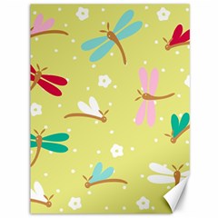 Colorful Dragonflies And White Flowers Pattern Canvas 36  X 48   by Bigfootshirtshop