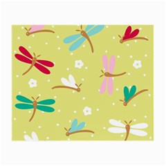 Colorful Dragonflies And White Flowers Pattern Small Glasses Cloth (2-side) by Bigfootshirtshop