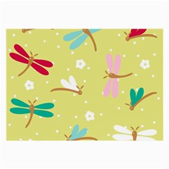 Colorful Dragonflies And White Flowers Pattern Large Glasses Cloth (2-side) by Bigfootshirtshop