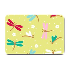 Colorful Dragonflies And White Flowers Pattern Small Doormat  by Bigfootshirtshop