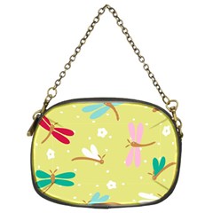 Colorful Dragonflies And White Flowers Pattern Chain Purses (two Sides)  by Bigfootshirtshop