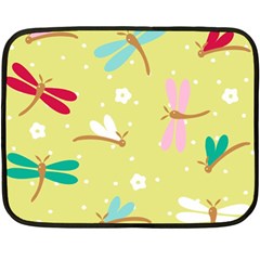 Colorful Dragonflies And White Flowers Pattern Double Sided Fleece Blanket (mini)  by Bigfootshirtshop