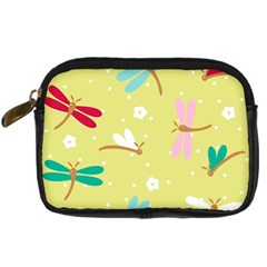 Colorful Dragonflies And White Flowers Pattern Digital Camera Cases by Bigfootshirtshop