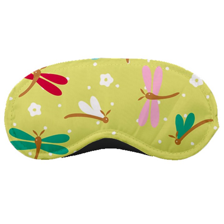 Colorful Dragonflies And White Flowers Pattern Sleeping Masks