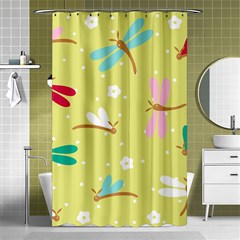 Colorful Dragonflies And White Flowers Pattern Shower Curtain 48  X 72  (small)  by Bigfootshirtshop