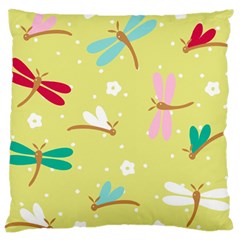 Colorful Dragonflies And White Flowers Pattern Large Cushion Case (two Sides) by Bigfootshirtshop