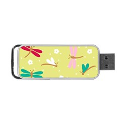 Colorful Dragonflies And White Flowers Pattern Portable Usb Flash (one Side) by Bigfootshirtshop