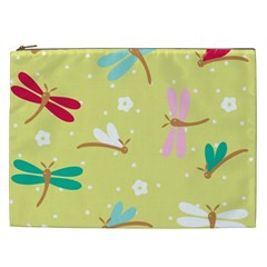 Colorful Dragonflies And White Flowers Pattern Cosmetic Bag (xxl)  by Bigfootshirtshop