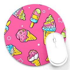 Summer Ice Creams Flavors Pattern Round Mousepads