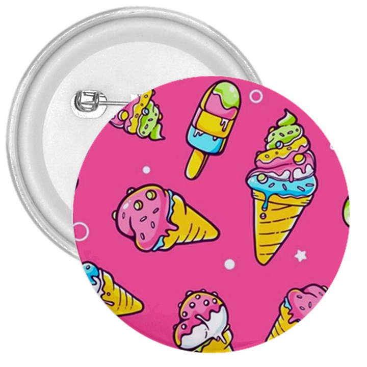 Summer Ice Creams Flavors Pattern 3  Buttons