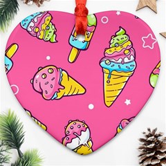 Summer Ice Creams Flavors Pattern Ornament (heart) by Bigfootshirtshop