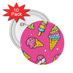 Summer Ice Creams Flavors Pattern 2.25  Buttons (10 pack) 