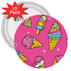 Summer Ice Creams Flavors Pattern 3  Buttons (10 pack) 