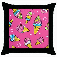 Summer Ice Creams Flavors Pattern Throw Pillow Case (Black)