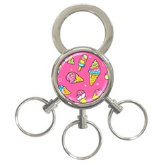 Summer Ice Creams Flavors Pattern 3-Ring Key Chains