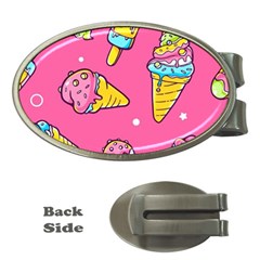 Summer Ice Creams Flavors Pattern Money Clips (Oval) 