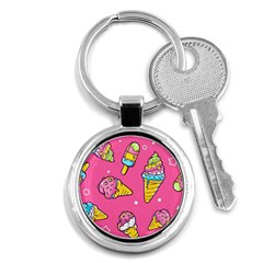 Summer Ice Creams Flavors Pattern Key Chains (Round) 