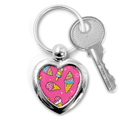 Summer Ice Creams Flavors Pattern Key Chains (Heart) 