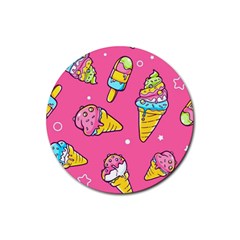 Summer Ice Creams Flavors Pattern Rubber Coaster (Round) 