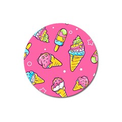 Summer Ice Creams Flavors Pattern Magnet 3  (Round)