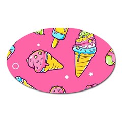 Summer Ice Creams Flavors Pattern Oval Magnet