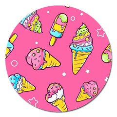 Summer Ice Creams Flavors Pattern Magnet 5  (Round)