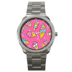 Summer Ice Creams Flavors Pattern Sport Metal Watch