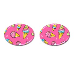 Summer Ice Creams Flavors Pattern Cufflinks (Oval)