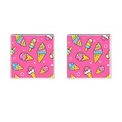 Summer Ice Creams Flavors Pattern Cufflinks (Square)