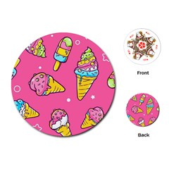 Summer Ice Creams Flavors Pattern Playing Cards (Round) 