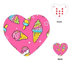 Summer Ice Creams Flavors Pattern Playing Cards (Heart) 