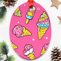 Summer Ice Creams Flavors Pattern Oval Ornament (Two Sides)