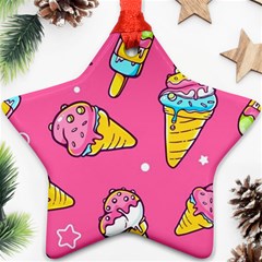 Summer Ice Creams Flavors Pattern Star Ornament (Two Sides)