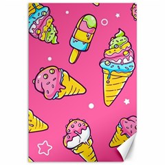 Summer Ice Creams Flavors Pattern Canvas 12  X 18   by Bigfootshirtshop