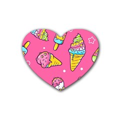 Summer Ice Creams Flavors Pattern Rubber Coaster (Heart) 