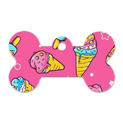 Summer Ice Creams Flavors Pattern Dog Tag Bone (Two Sides)